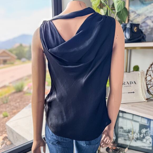 Banana Republic, Hammered Black Satin Cowl-Neck Tank, Sleeveless, Women’s Small - Picture 3 of 10